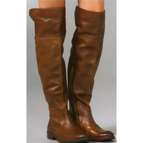 FRYE Shirley Over the Knee Riding Boots Brown Leather Size 9 - Picture 1 of 15
